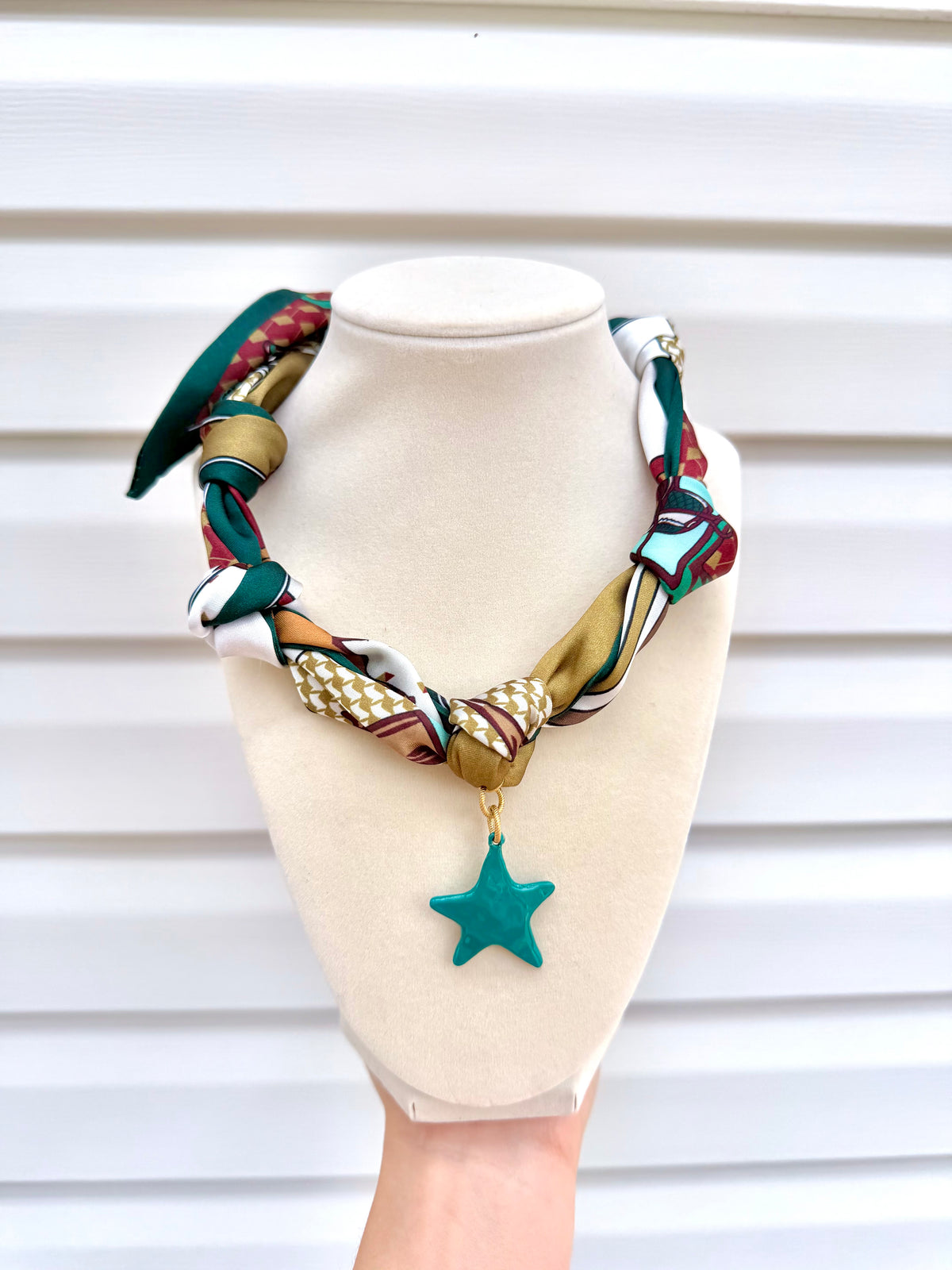 Teal Scarf Necklace