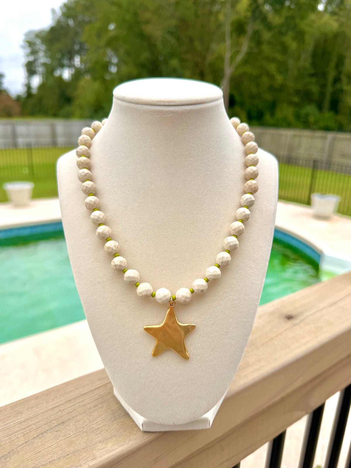 Chartreuse Star Necklace