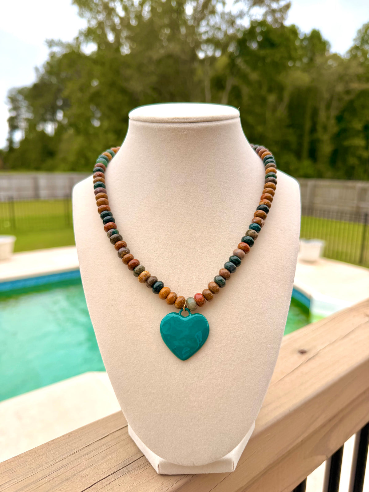 Teal Heart Necklace