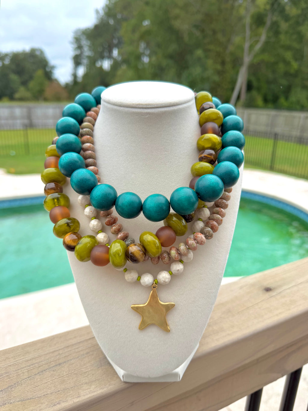 Chartreuse Star Necklace